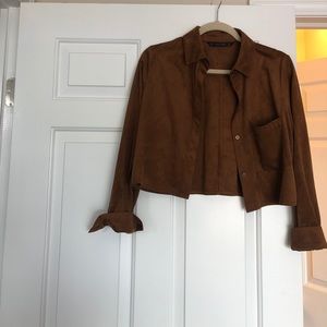 Zara brown suede button up